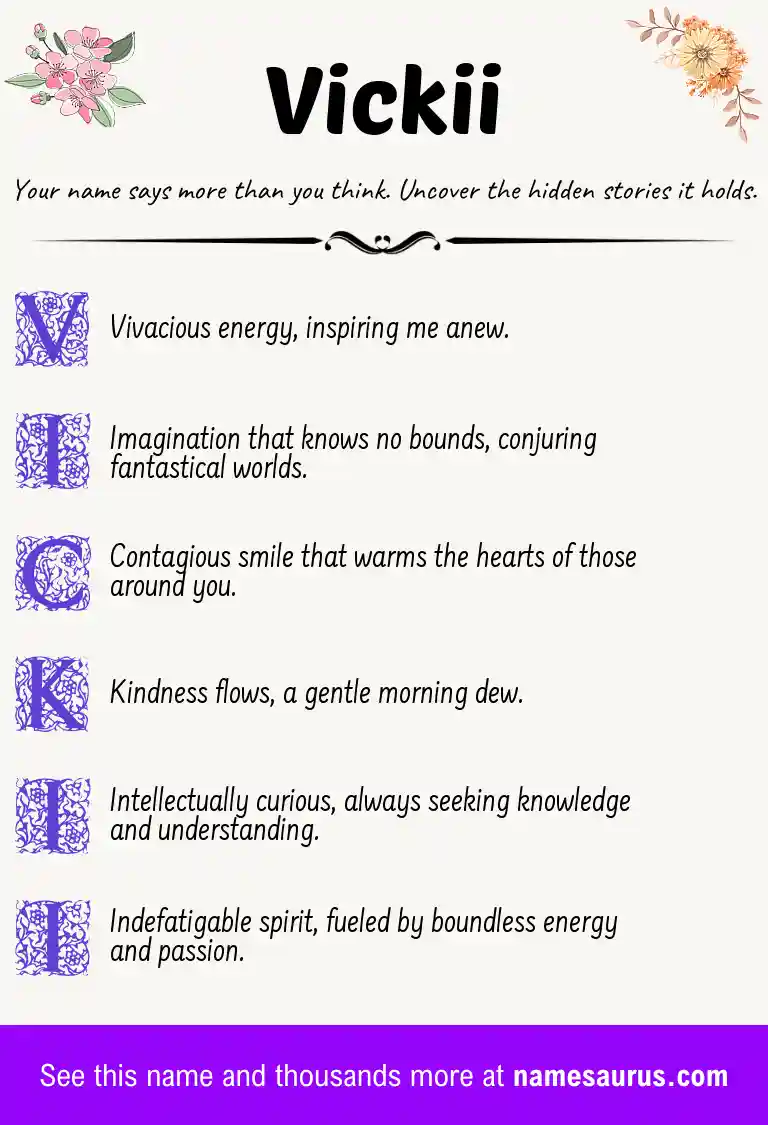 Acrostic poem about Vickii.