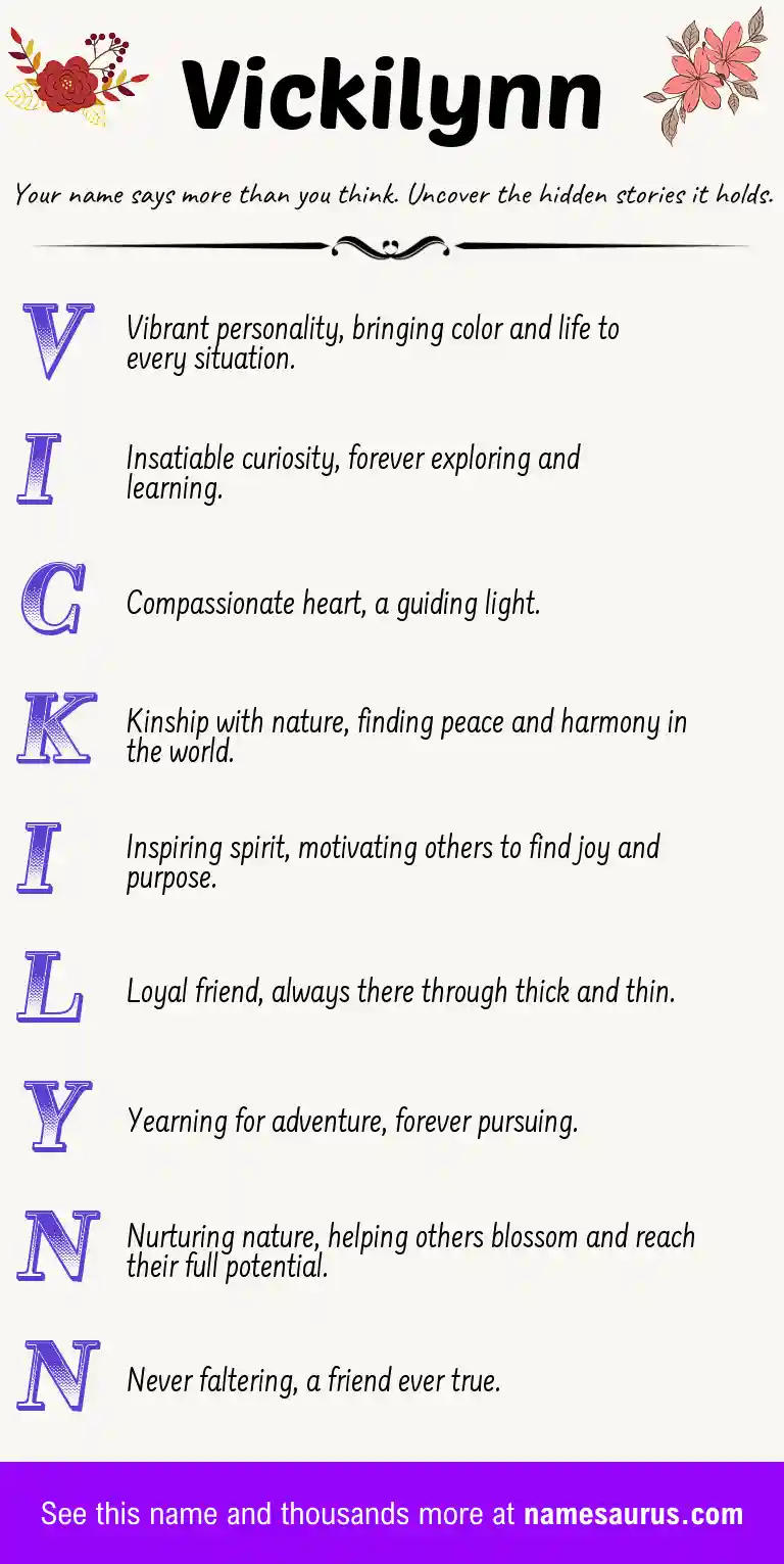 Acrostic poem about Vickilynn.