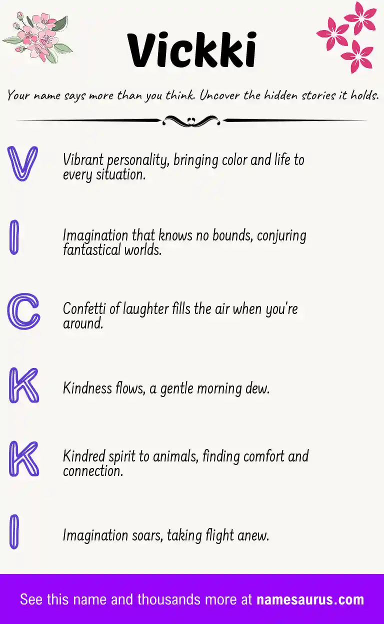 Acrostic poem about Vickki.