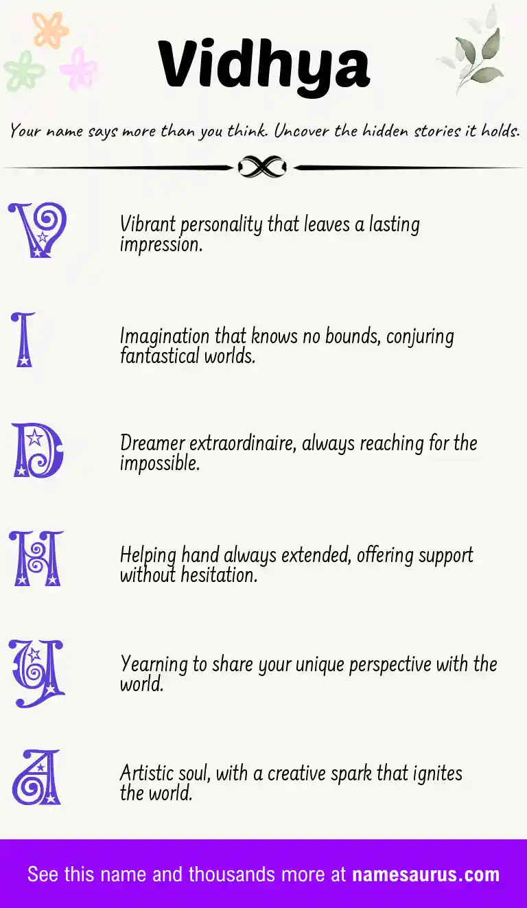 Acrostic poem about Vidhya.
