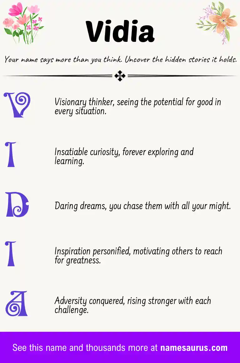 Acrostic poem about Vidia.