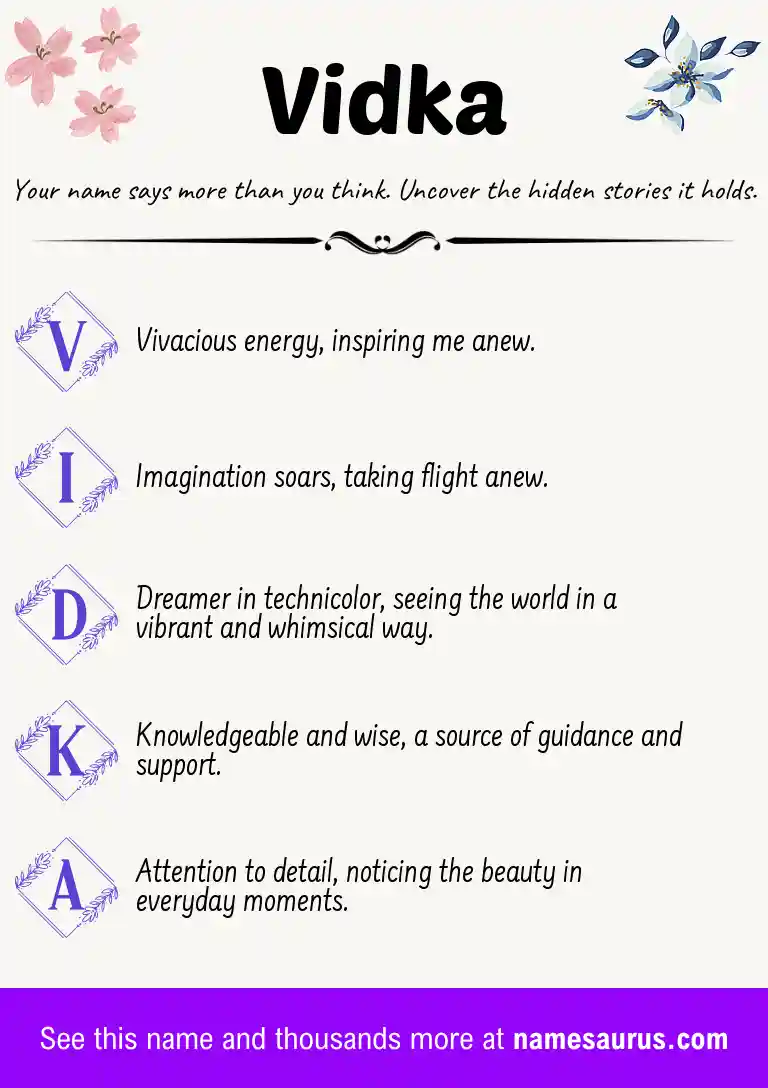 Acrostic poem about Vidka.