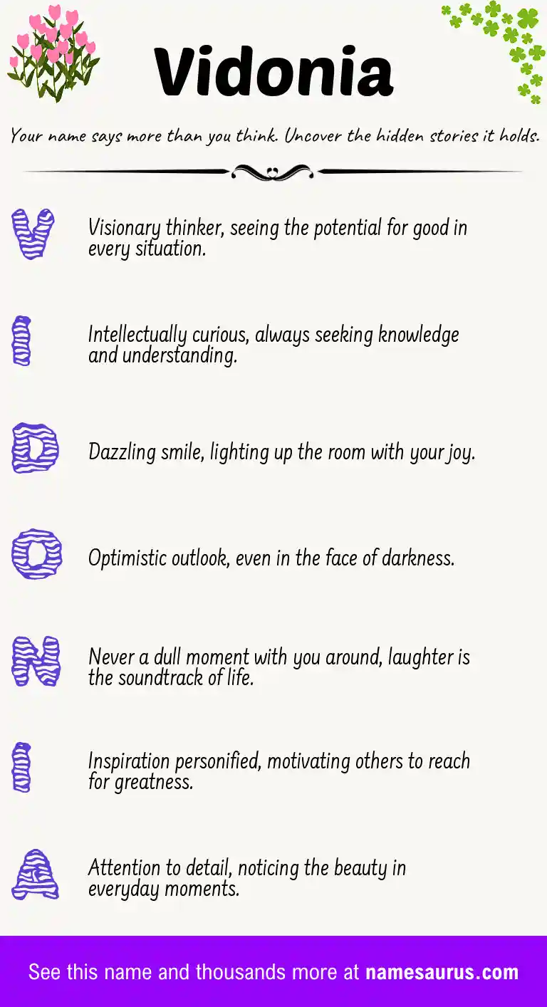 Acrostic poem about Vidonia.
