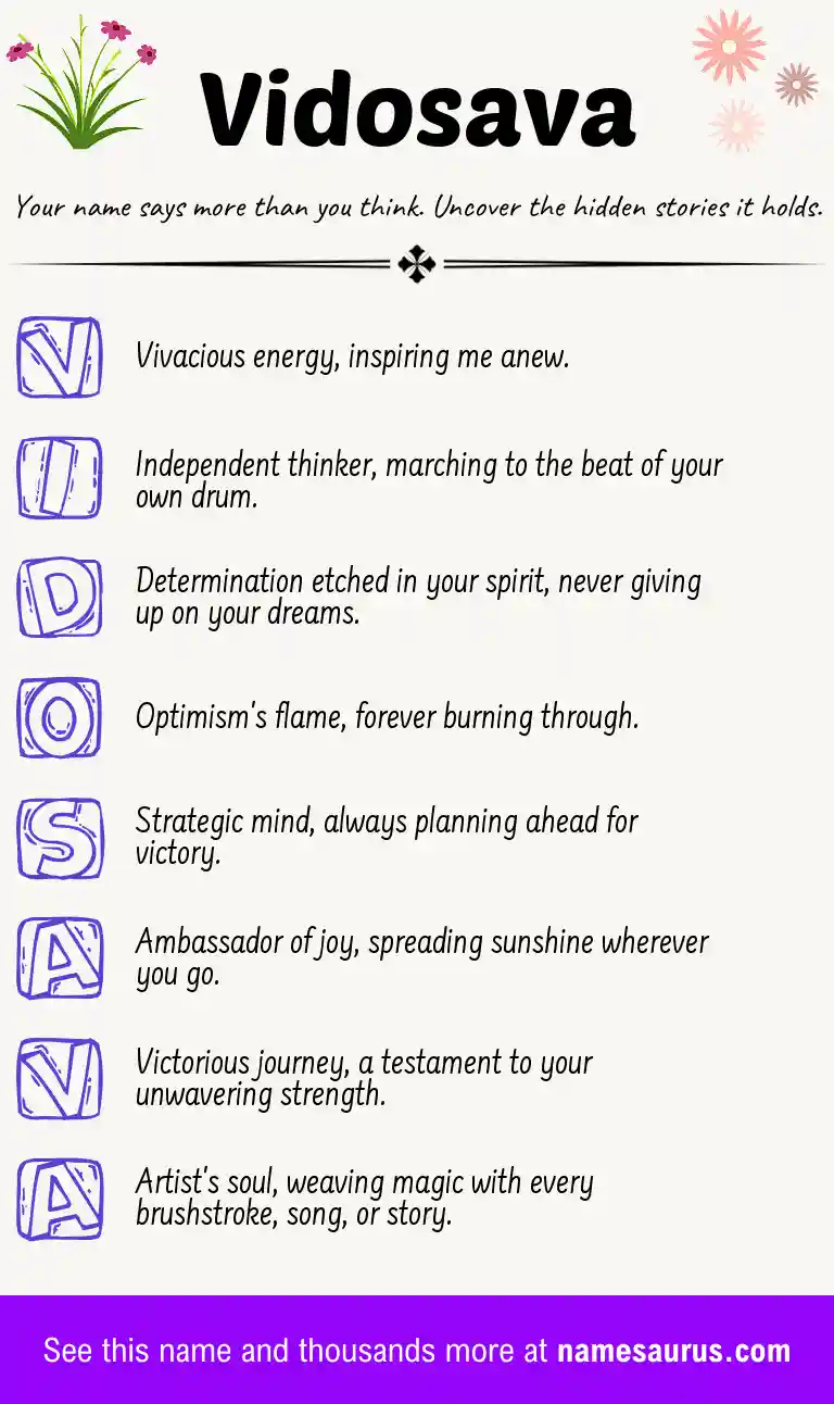 Acrostic poem about Vidosava.