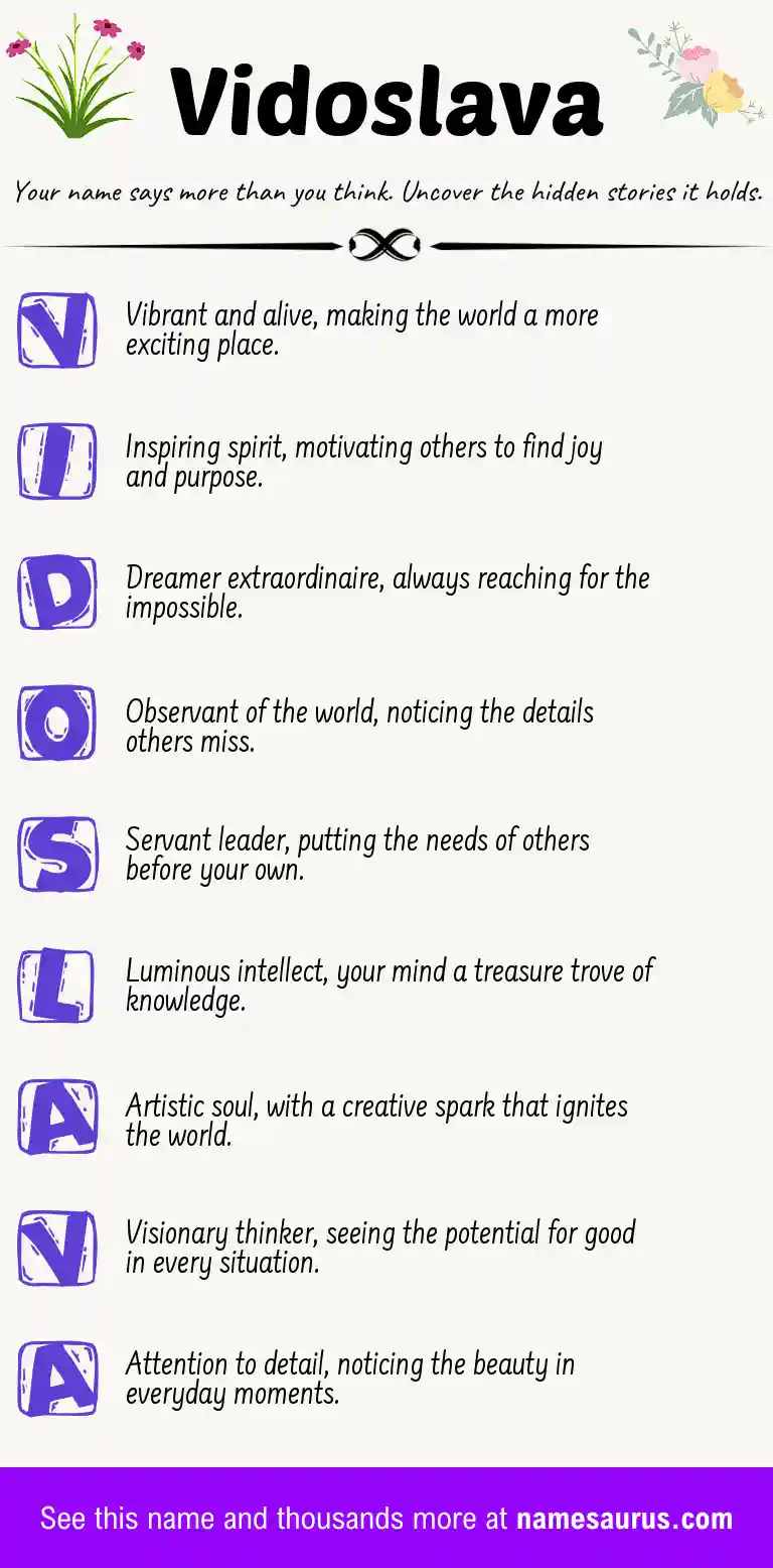 Acrostic poem about Vidoslava.