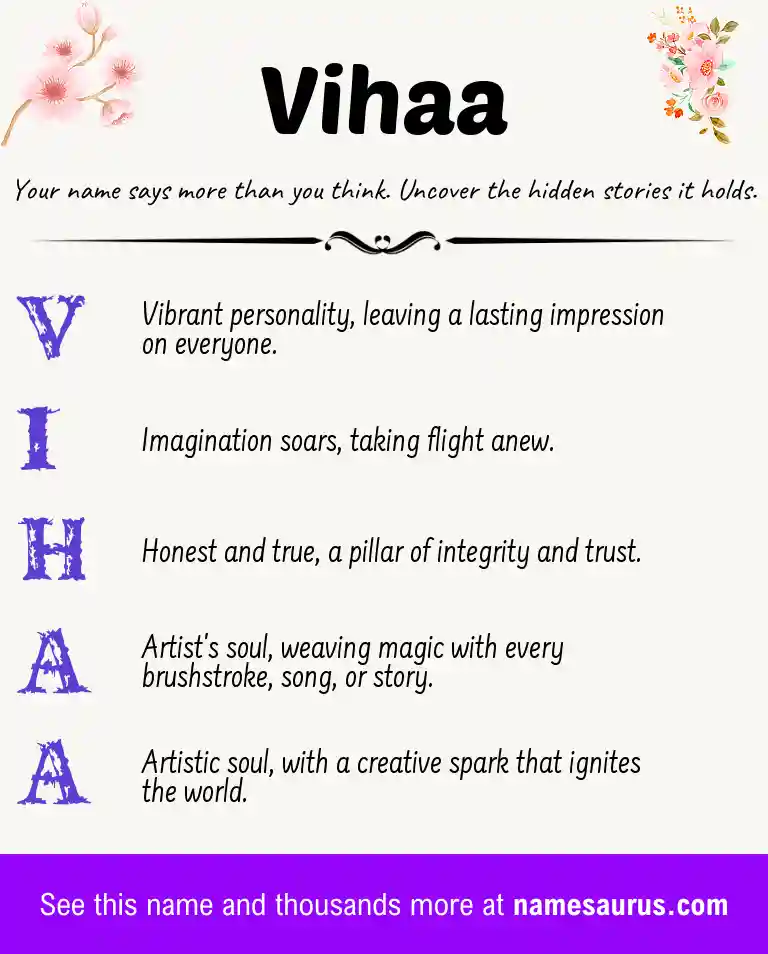 Acrostic poem about Vihaa.