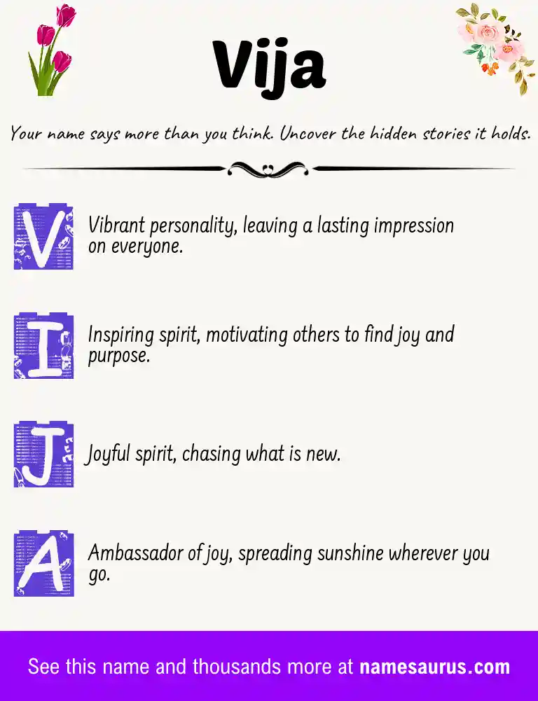 Acrostic poem about Vija.