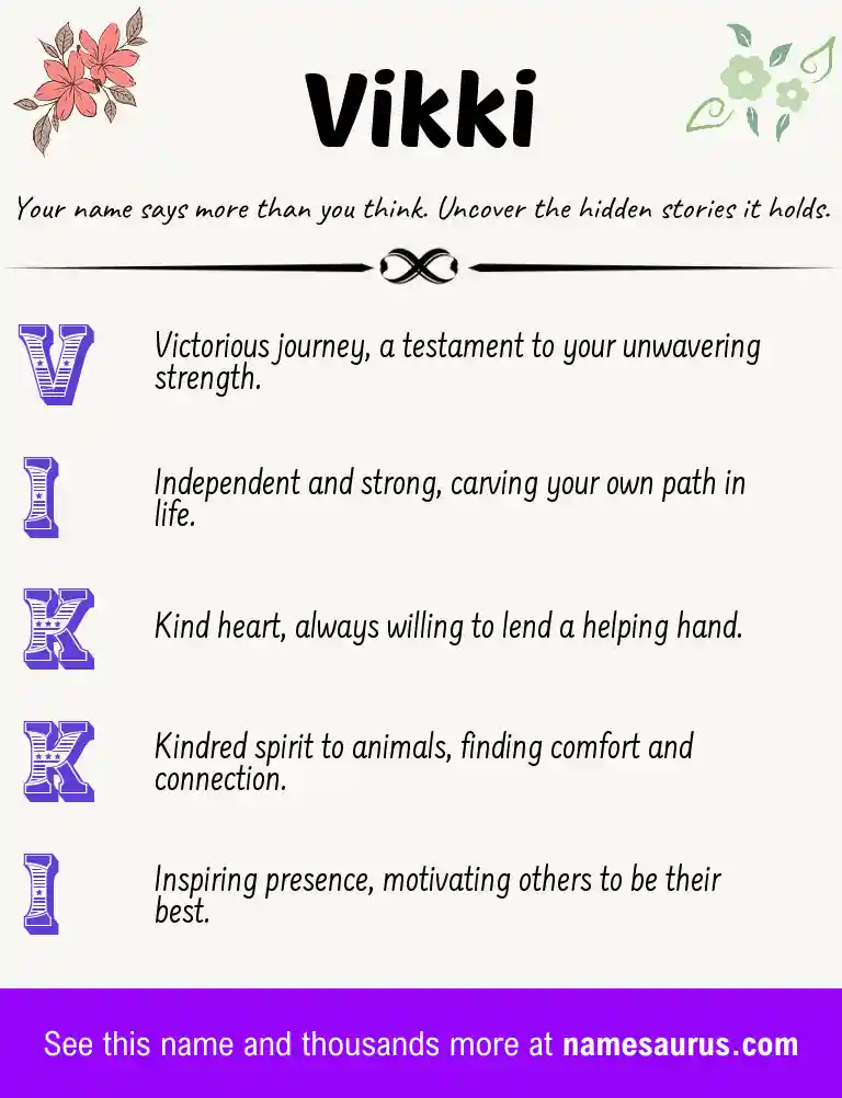 Acrostic poem about Vikki.