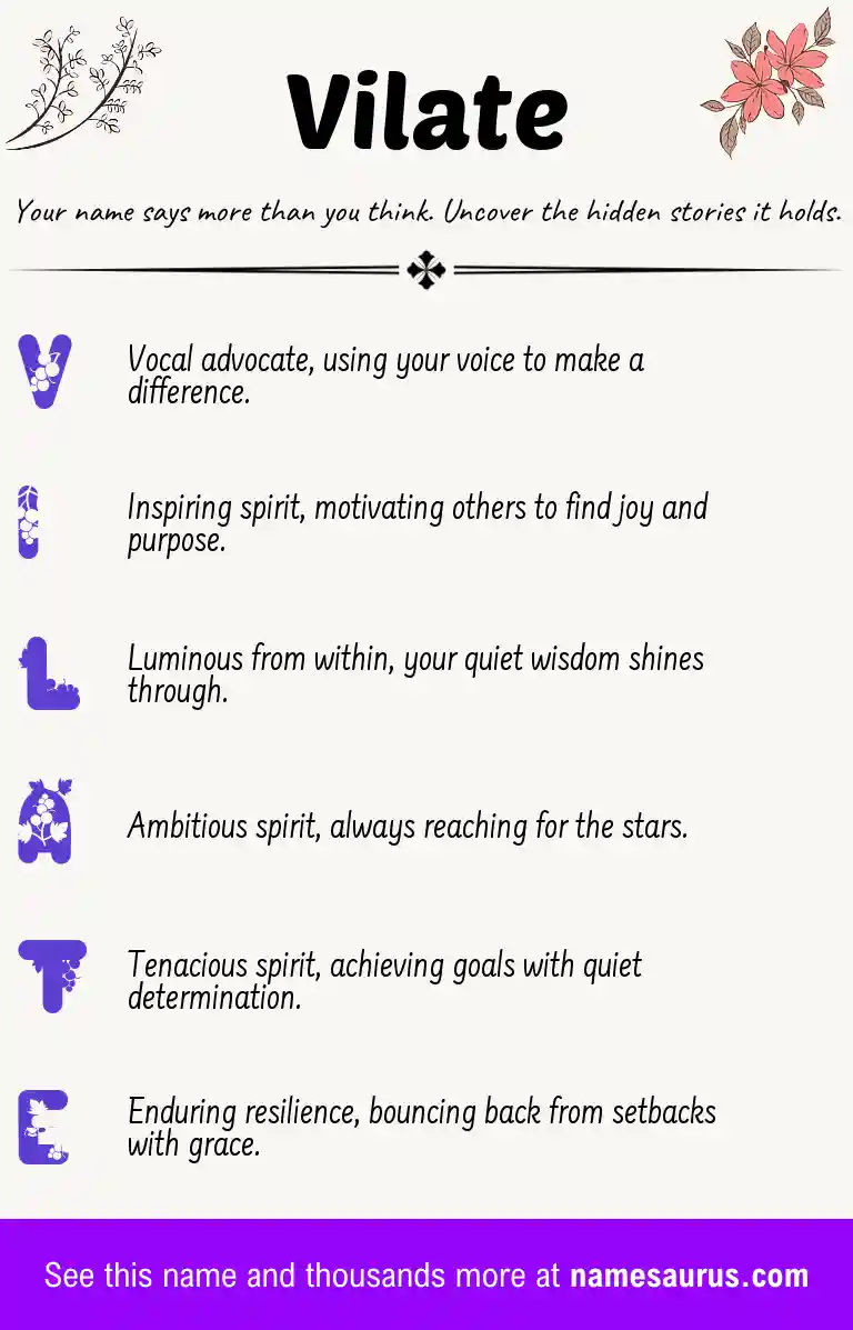 Acrostic poem about Vilate.