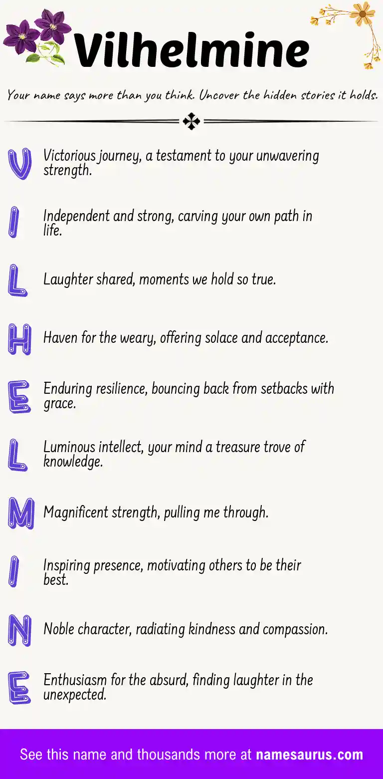 Acrostic poem about Vilhelmine.