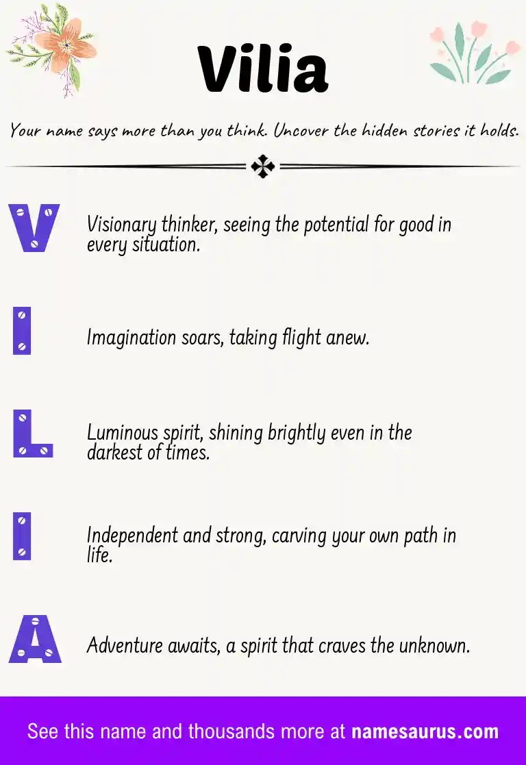 Acrostic poem about Vilia.