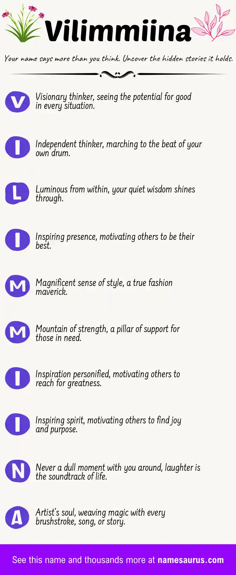 Acrostic poem about Vilimmiina.