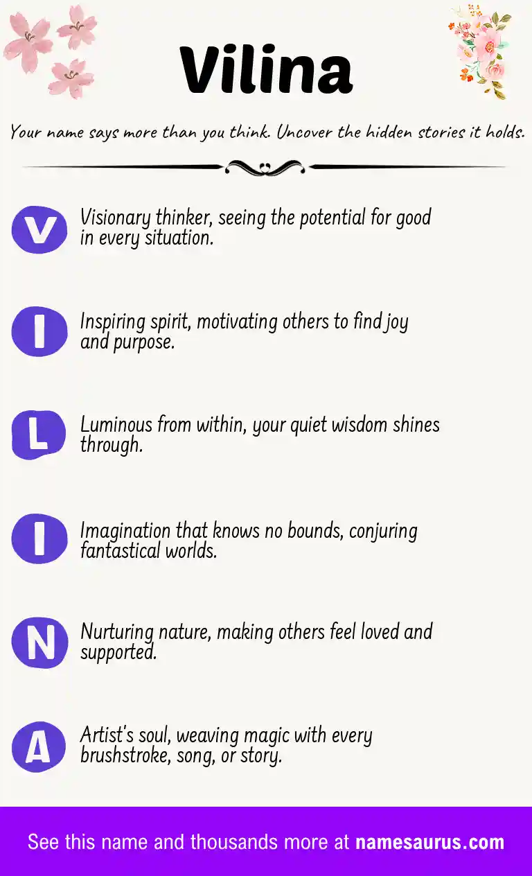 Acrostic poem about Vilina.