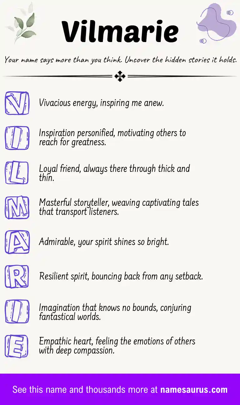 Acrostic poem about Vilmarie.