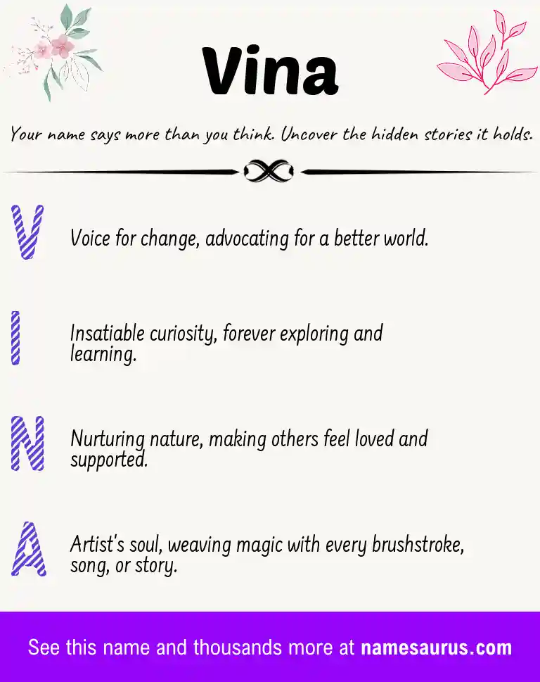 Acrostic poem about Vina.