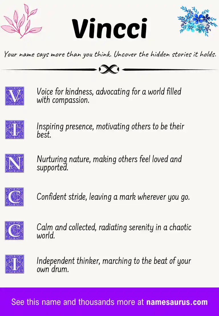 Acrostic poem about Vincci.