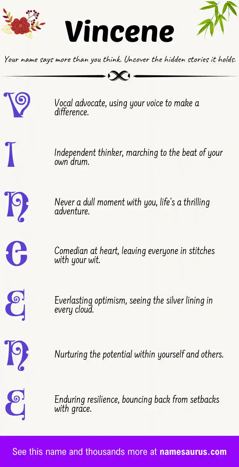 Acrostic poem about Vincene.