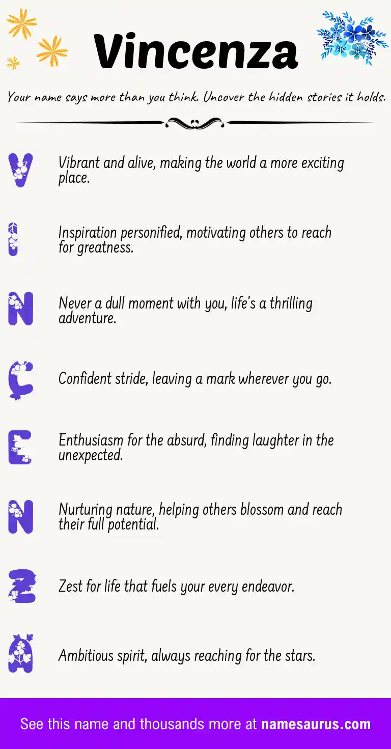 Acrostic poem about Vincenza.