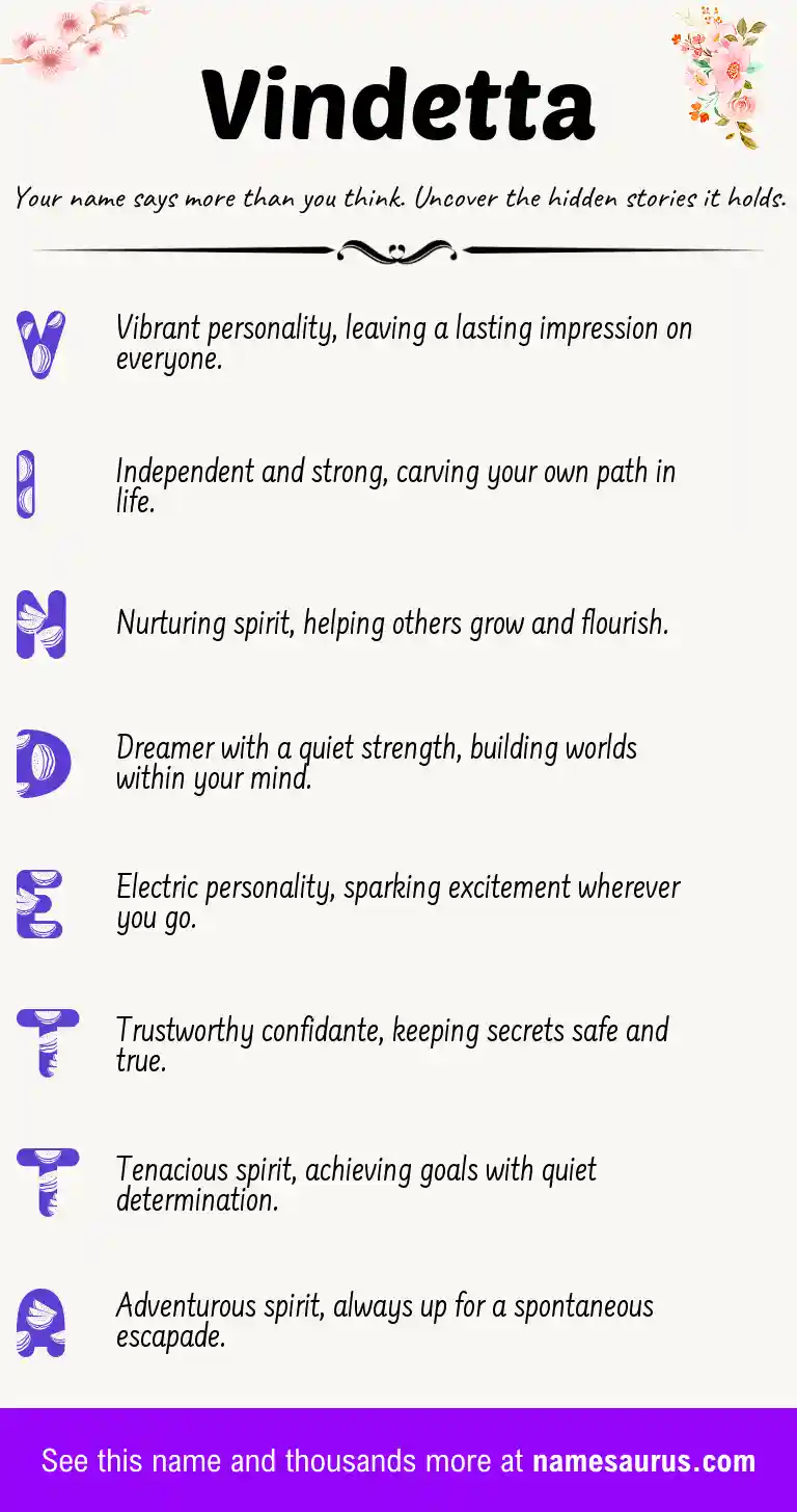 Acrostic poem about Vindetta.