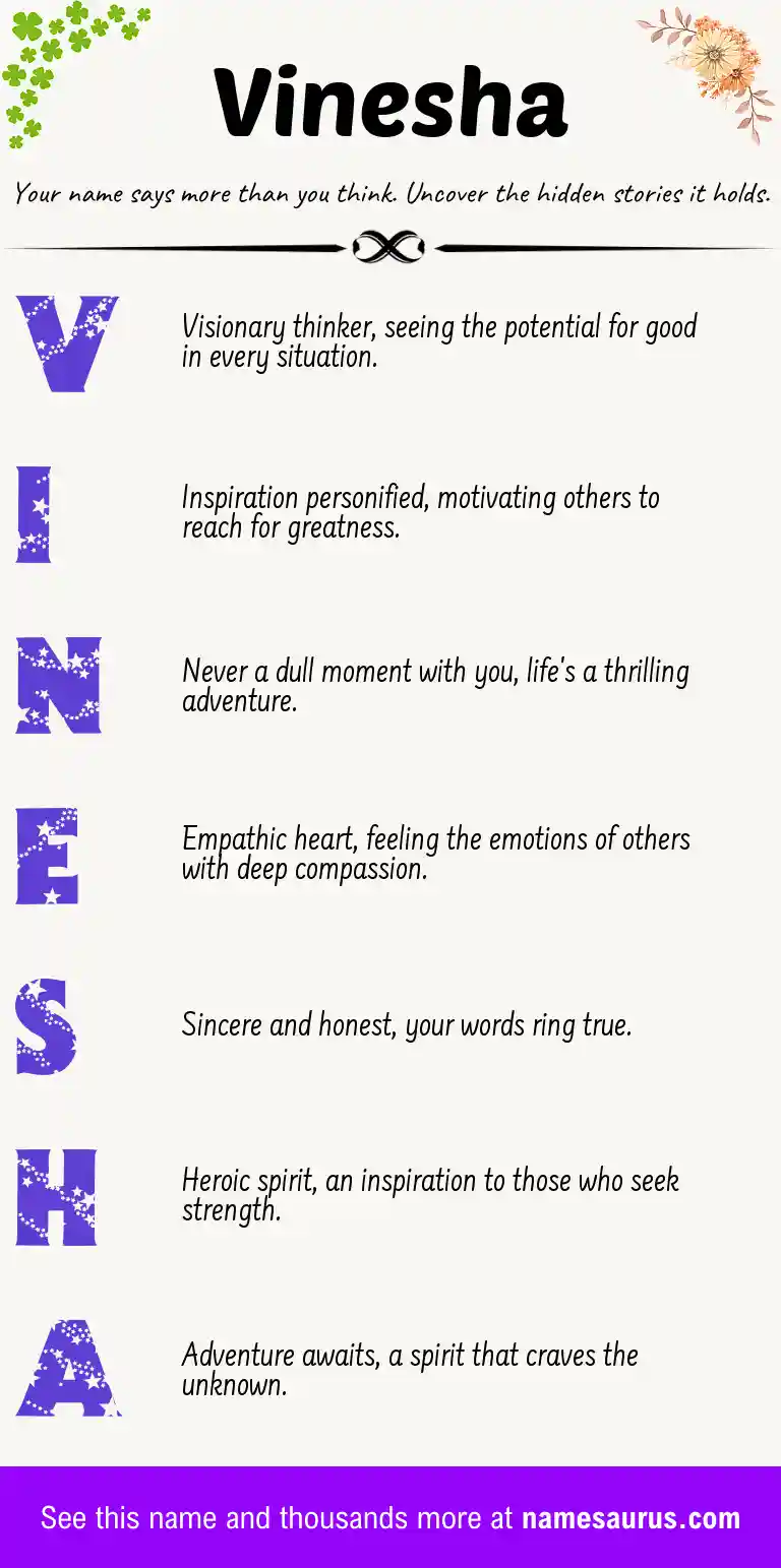 Acrostic poem about Vinesha.
