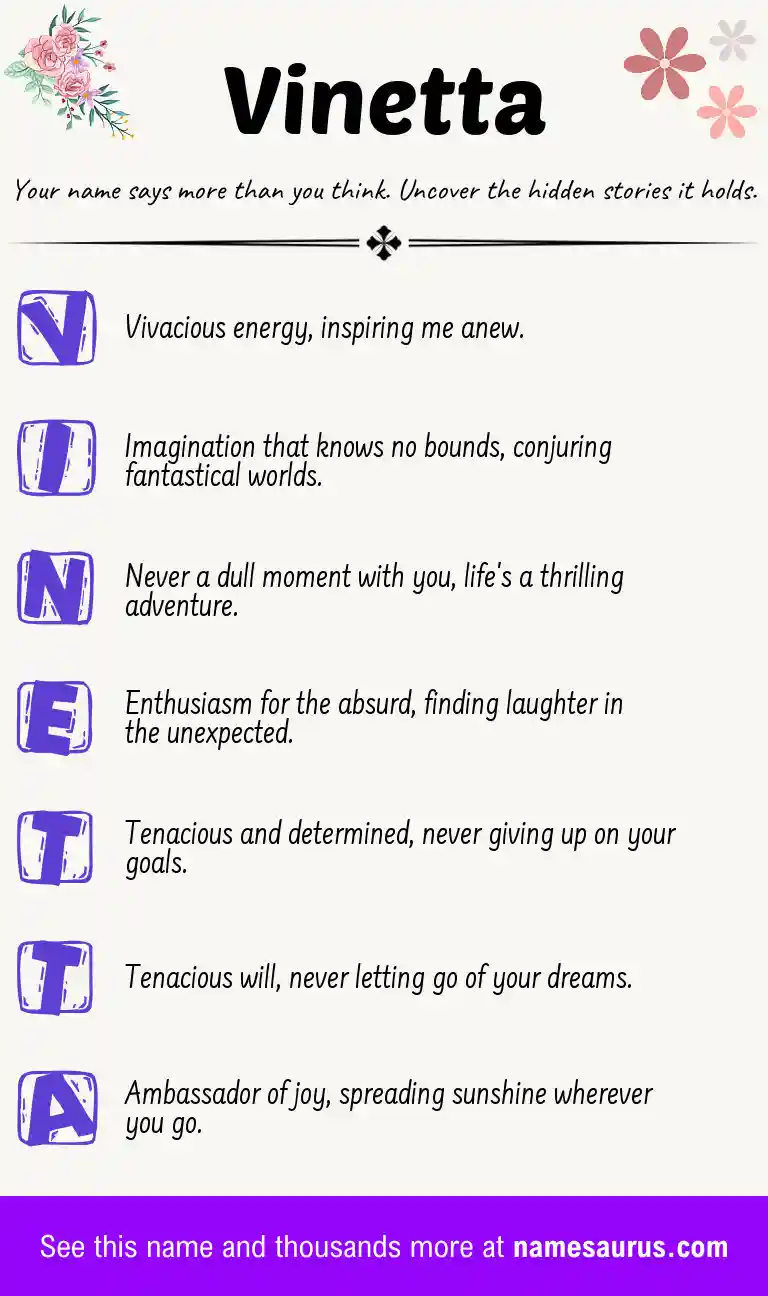Acrostic poem about Vinetta.