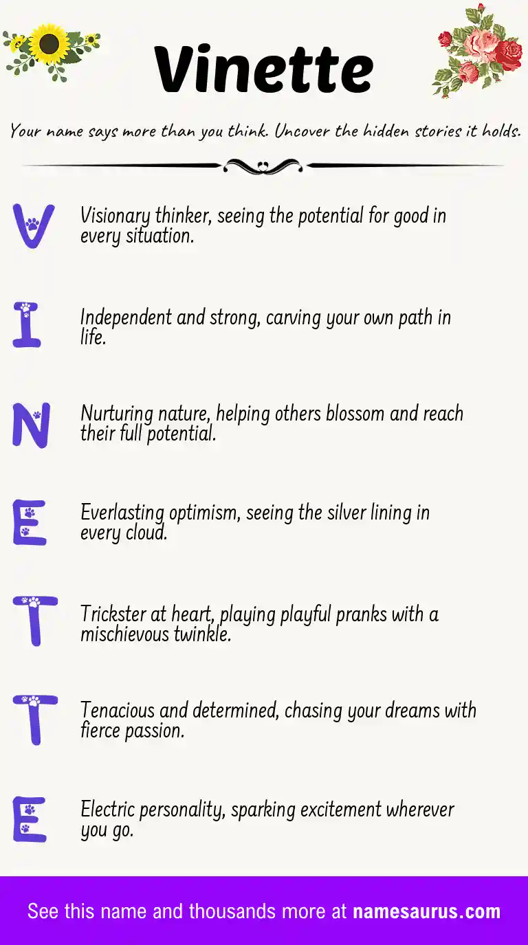 Acrostic poem about Vinette.