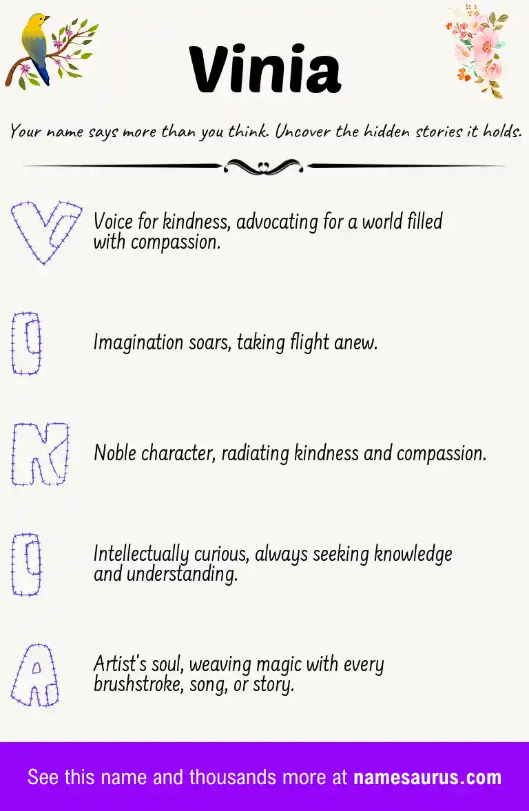 Acrostic poem about Vinia.