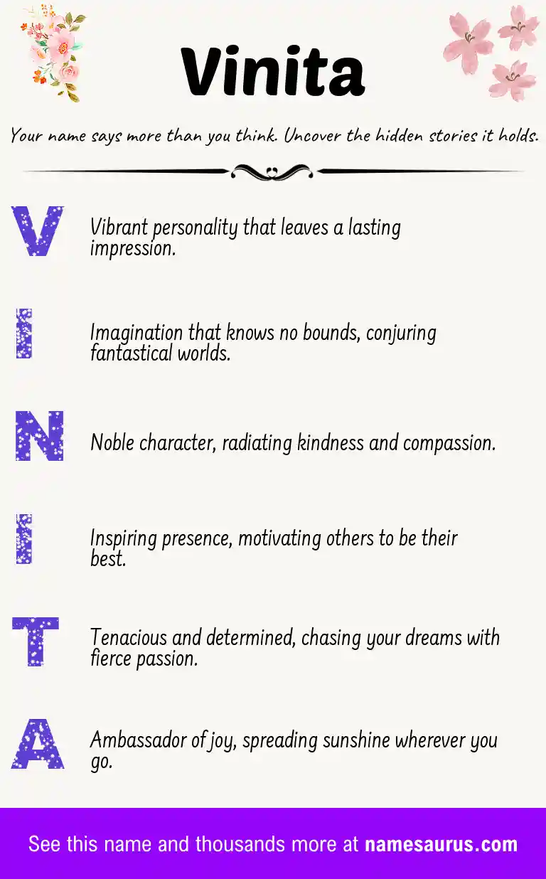 Acrostic poem about Vinita.