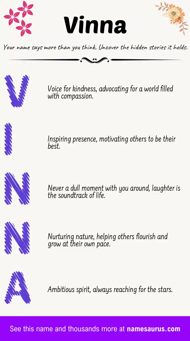 Acrostic poem about Vinna.