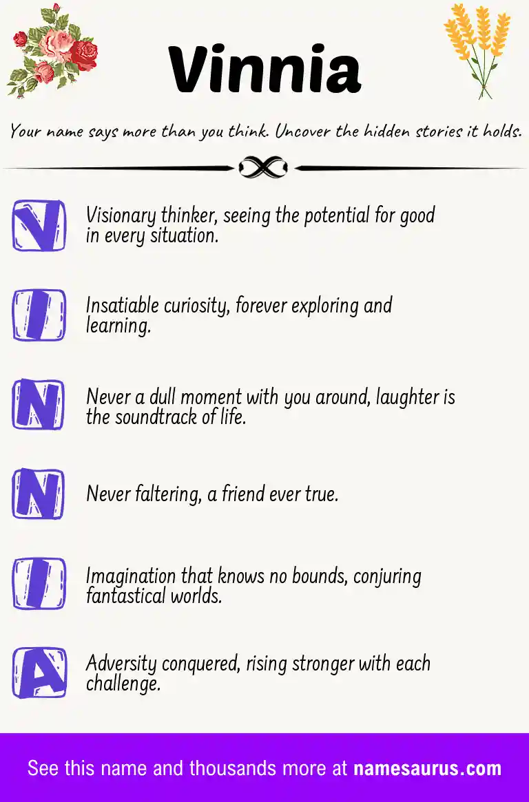 Acrostic poem about Vinnia.
