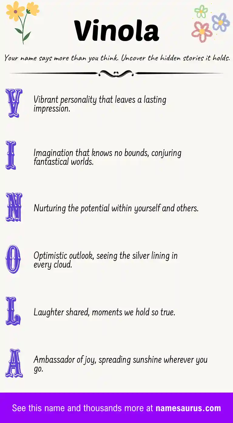 Acrostic poem about Vinola.