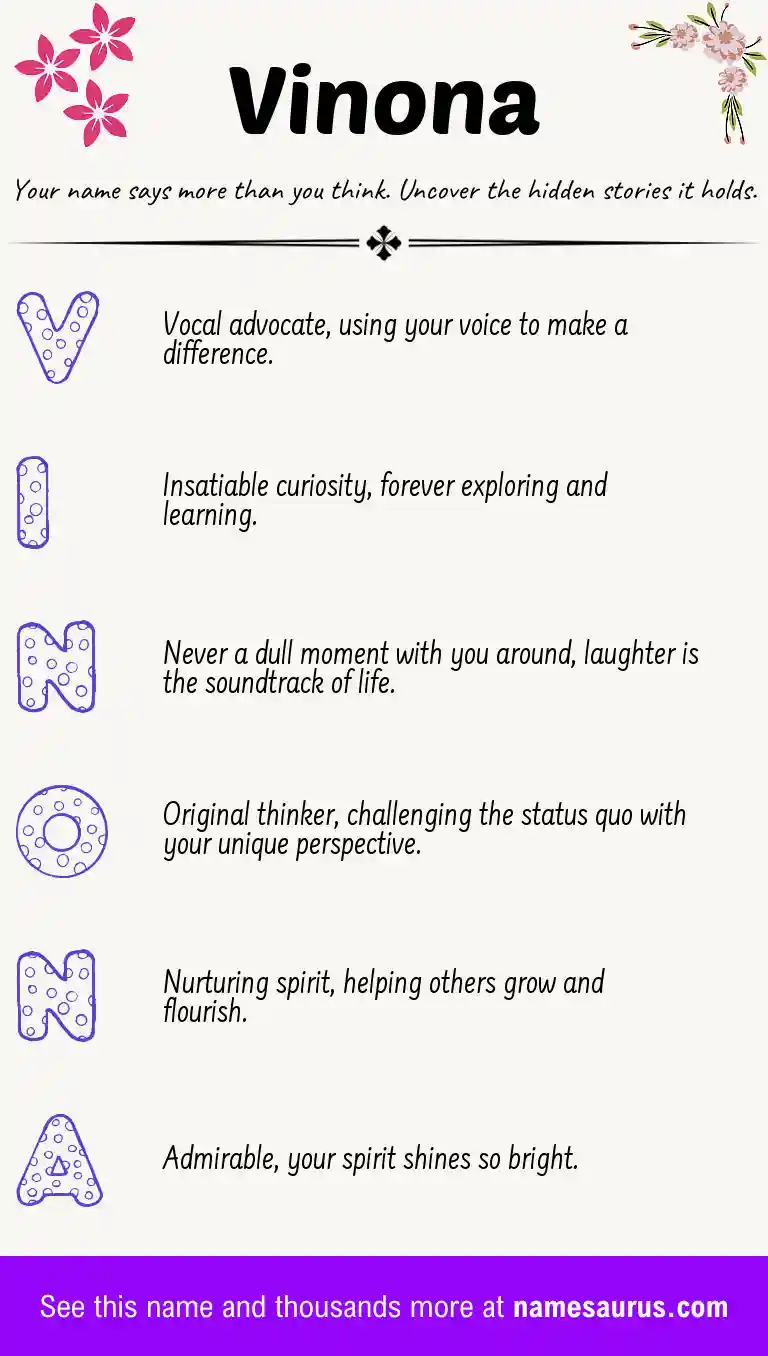 Acrostic poem about Vinona.