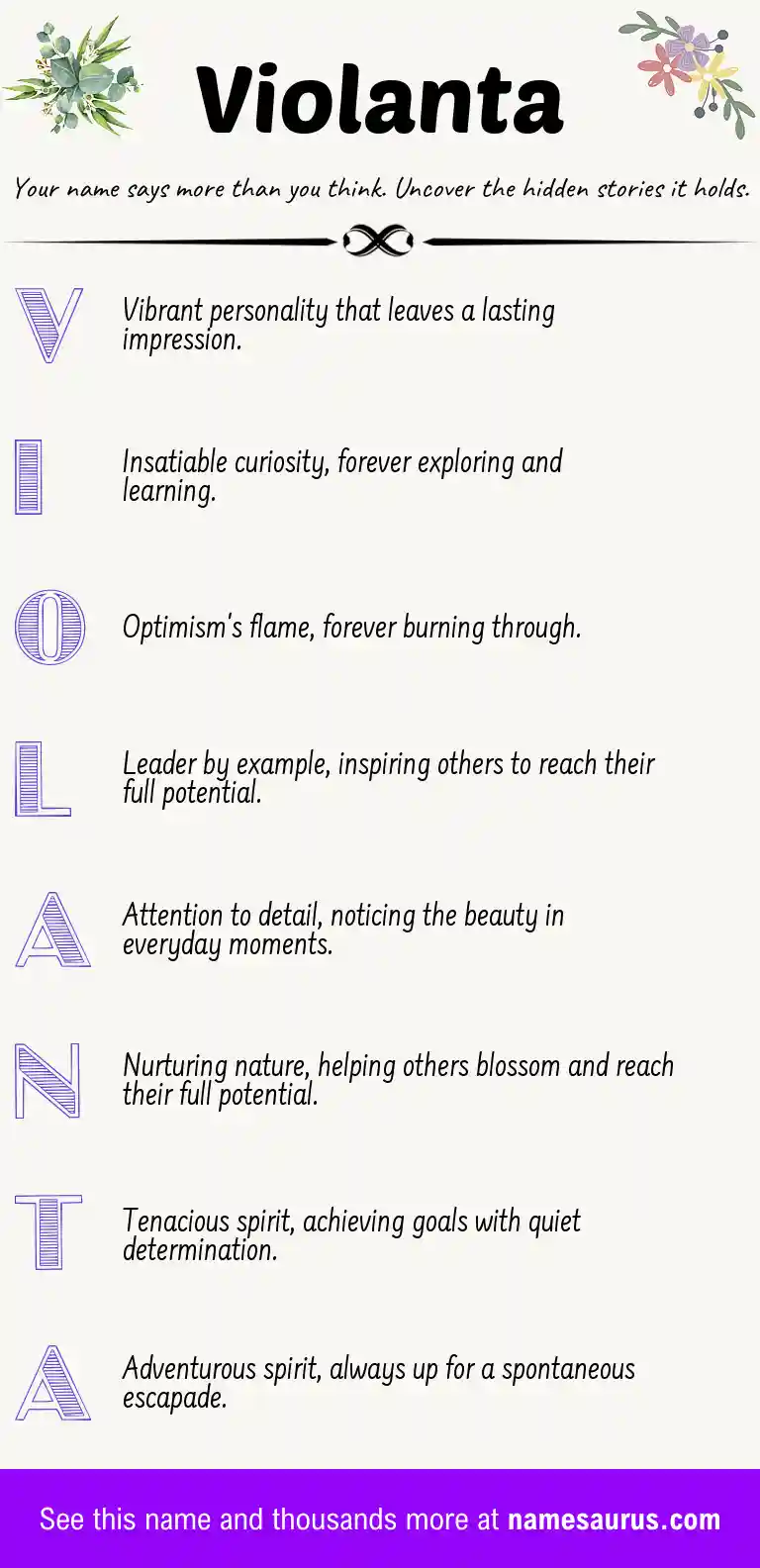 Acrostic poem about Violanta.