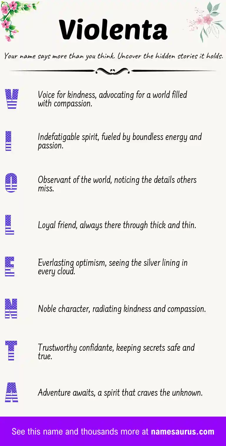 Acrostic poem about Violenta.