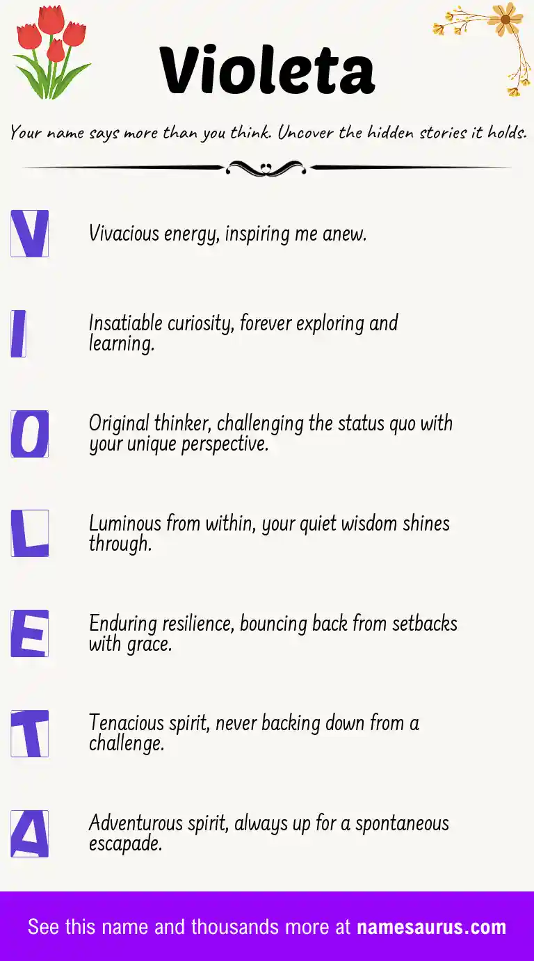 Acrostic poem about Violeta.