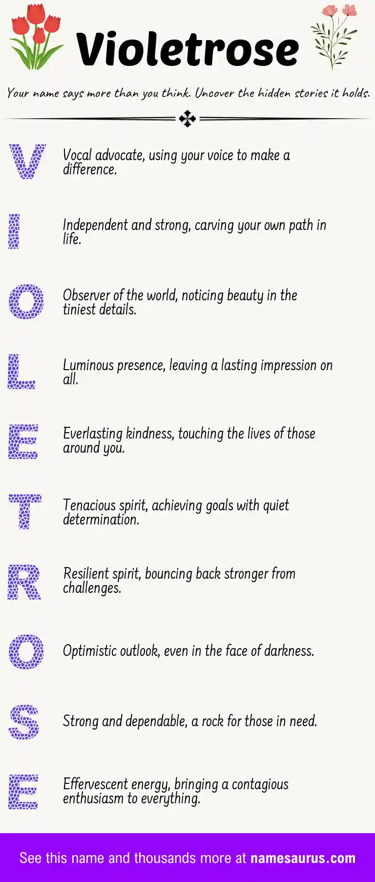 Acrostic poem about Violetrose.