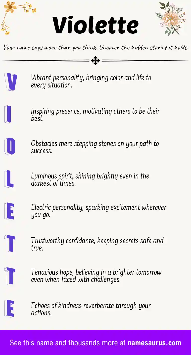 Acrostic poem about Violette.