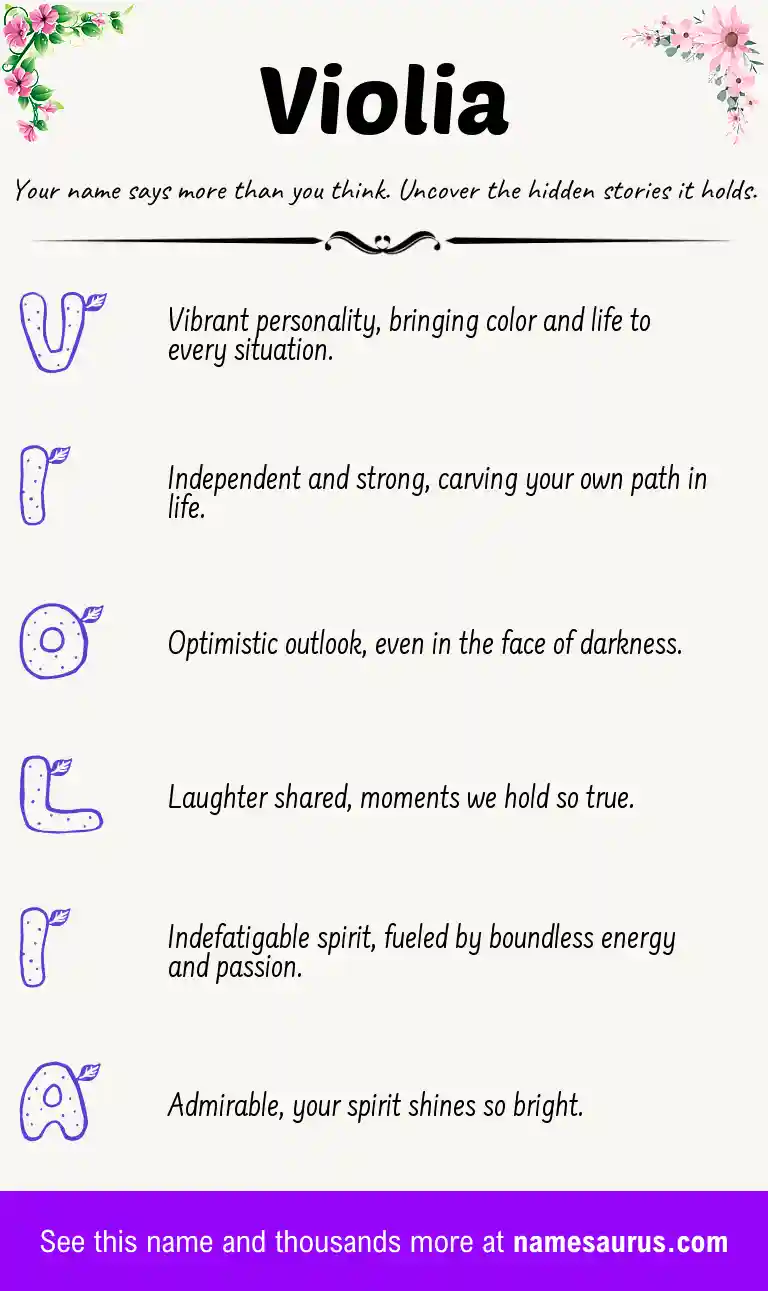 Acrostic poem about Violia.