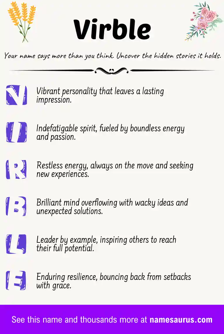 Acrostic poem about Virble.