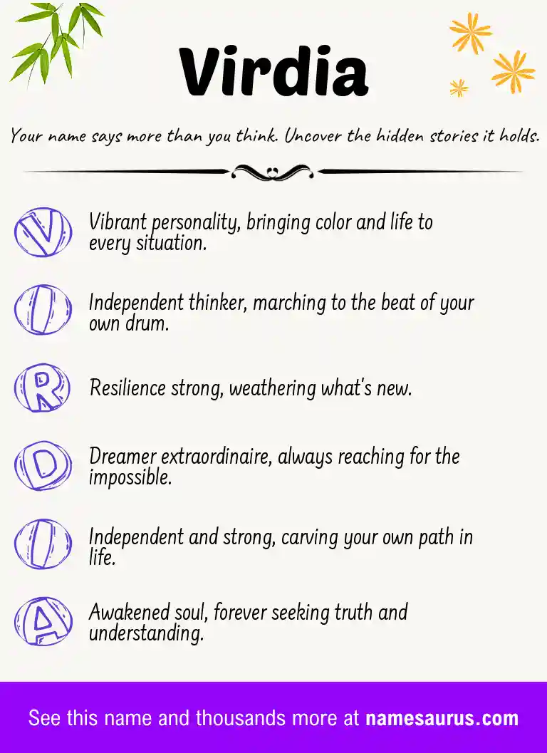 Acrostic poem about Virdia.