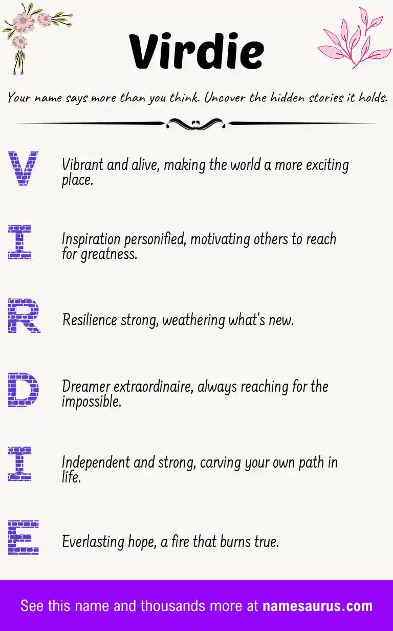 Acrostic poem about Virdie.