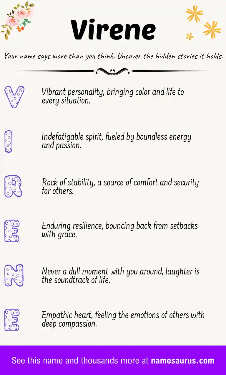 Acrostic poem about Virene.