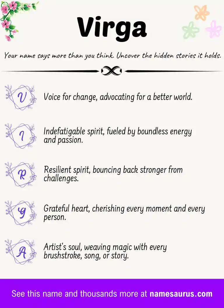 Acrostic poem about Virga.