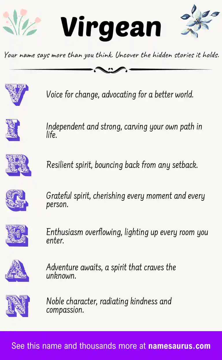 Acrostic poem about Virgean.