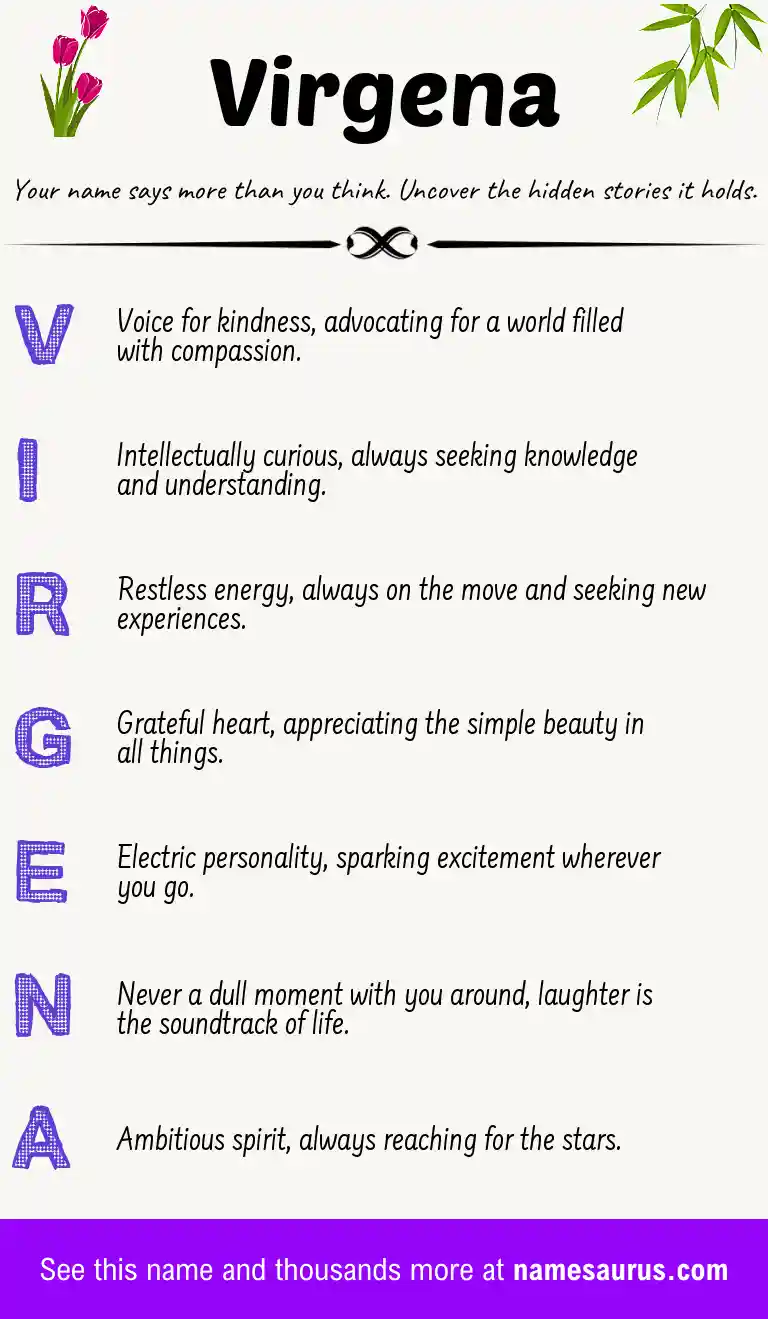 Acrostic poem about Virgena.