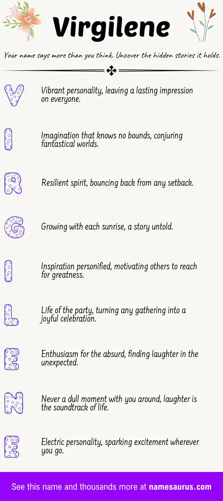 Acrostic poem about Virgilene.