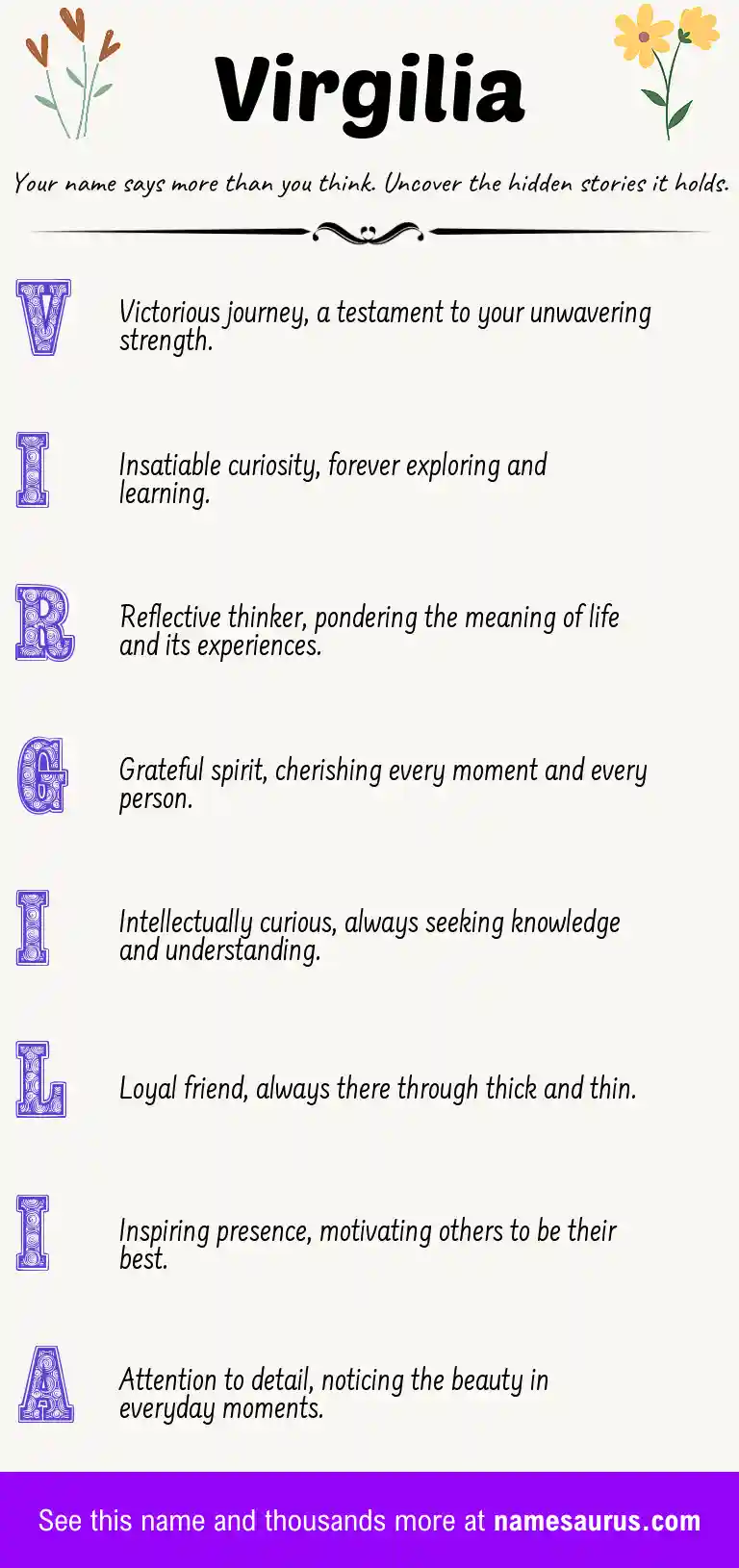 Acrostic poem about Virgilia.