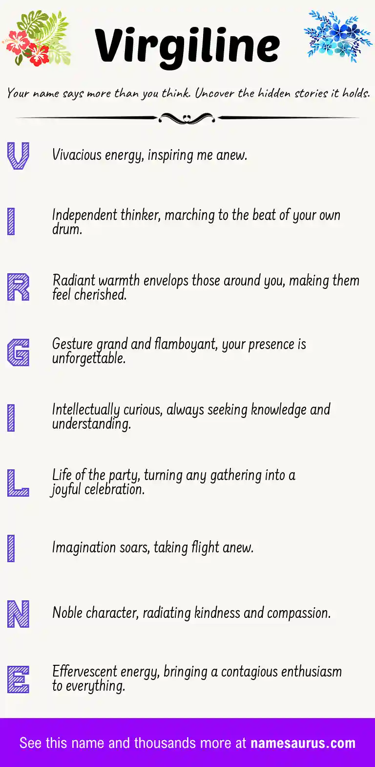 Acrostic poem about Virgiline.