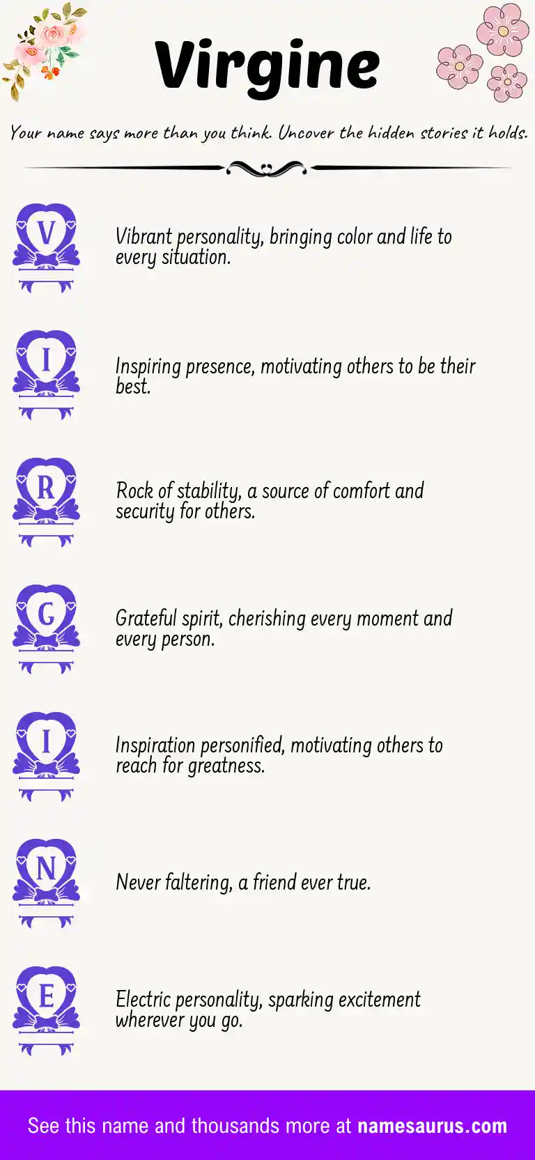 Acrostic poem about Virgine.