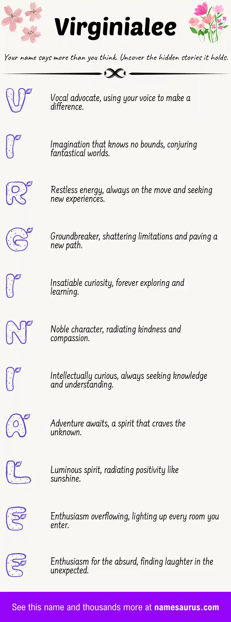 Acrostic poem about Virginialee.
